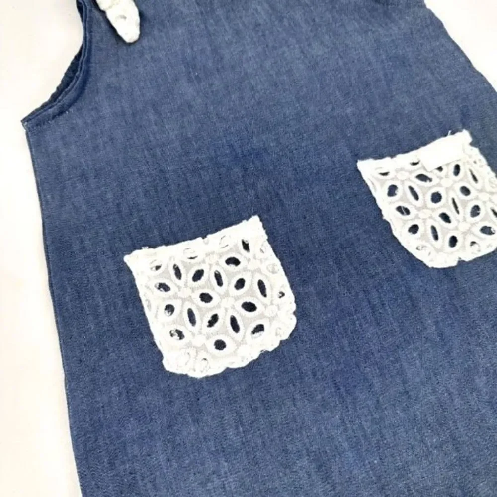 7 For All Mankind Baby 7FAM Jumpsuit one‎ Piece Chambray Lace Size 18 months